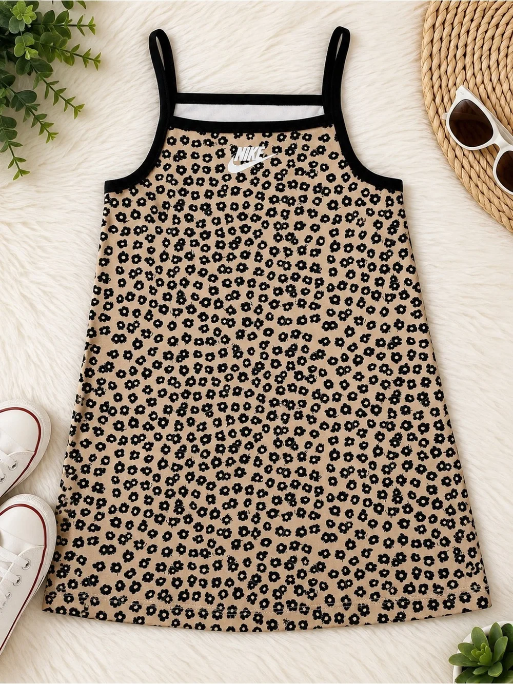 Nike Floral Print Tank Dress in Beige and Black size 4T